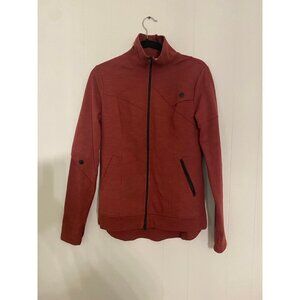 Cabi Full Zip Training Jacket Burgundy‎ Athleisure Cotton Mock Neck XS